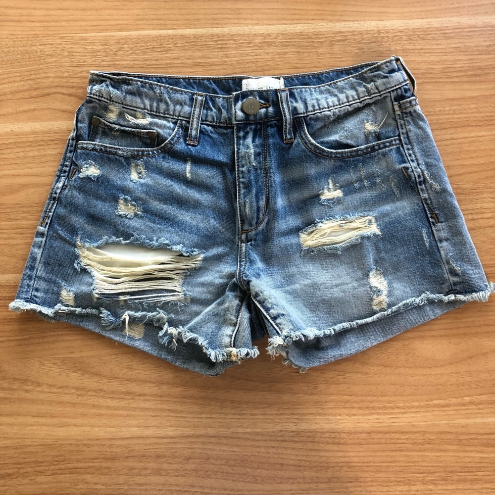 Mid-Rise Distressed Denim Short